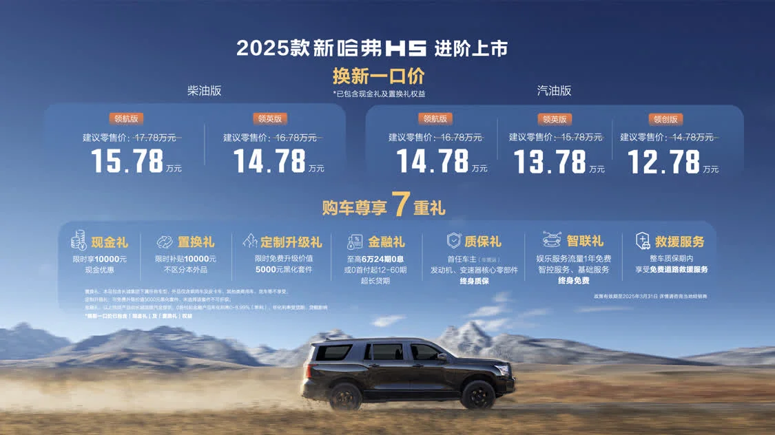 2025款哈弗H5正式上市，一口價12.78萬起